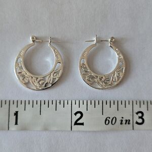 Small Sterling Silver Filigree Hoop Earrings